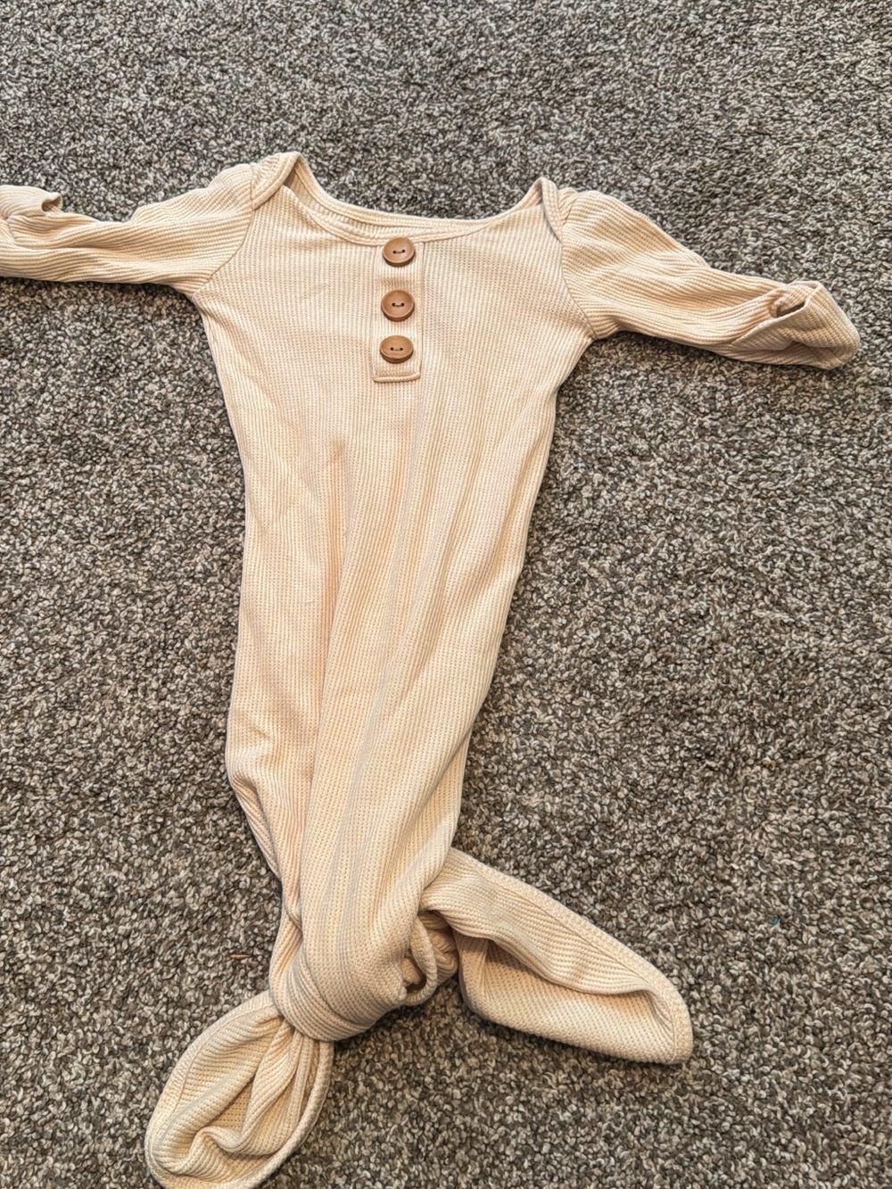 Caden Lane Neutral Knit Baby One-Piece Gown with Button Front